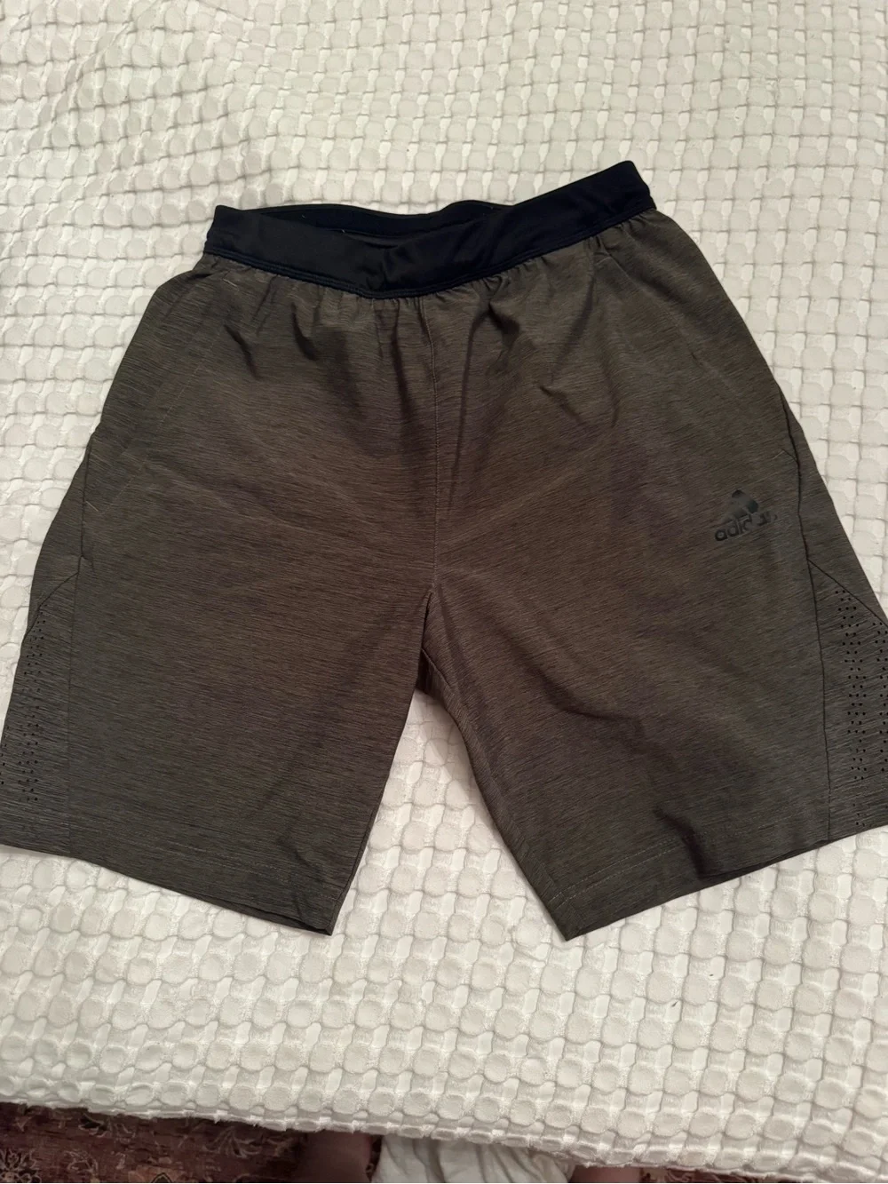 adidas Olive Green and Black Athletic Shorts